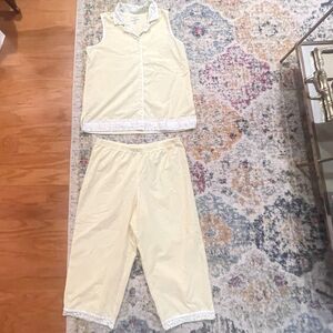 Celestial Dreams Gingham Lace Satin Trim Pajama Set M 8-10 Cottage Shabby Chic
